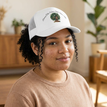 Load image into Gallery viewer, Trucker Hat — Loving The Hair God Gave Me | Natural Hair Afro Graphic Cap